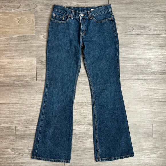 Vintage 2001 Y2K Levi’s 514 Superlow Flare Leg Jeans Dark Wash Size 7 JR - Picture 1 of 9